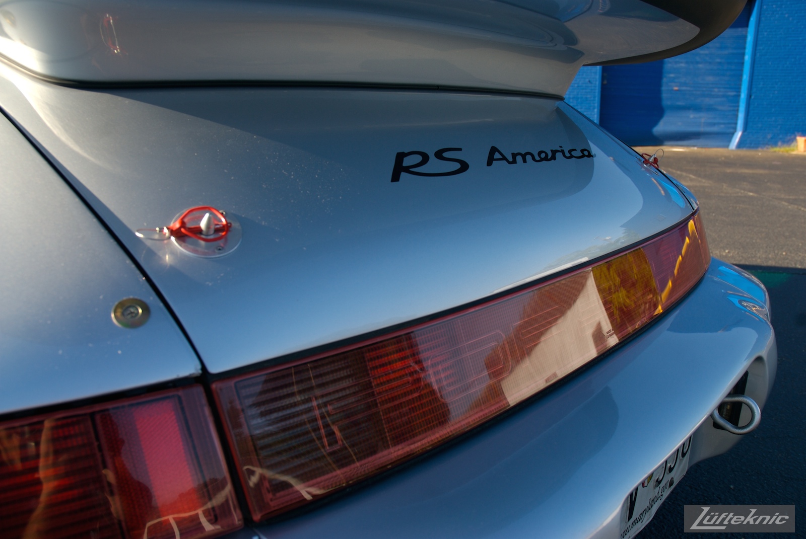 Detailed shot of the rear decklid on the RS America with painted logos.