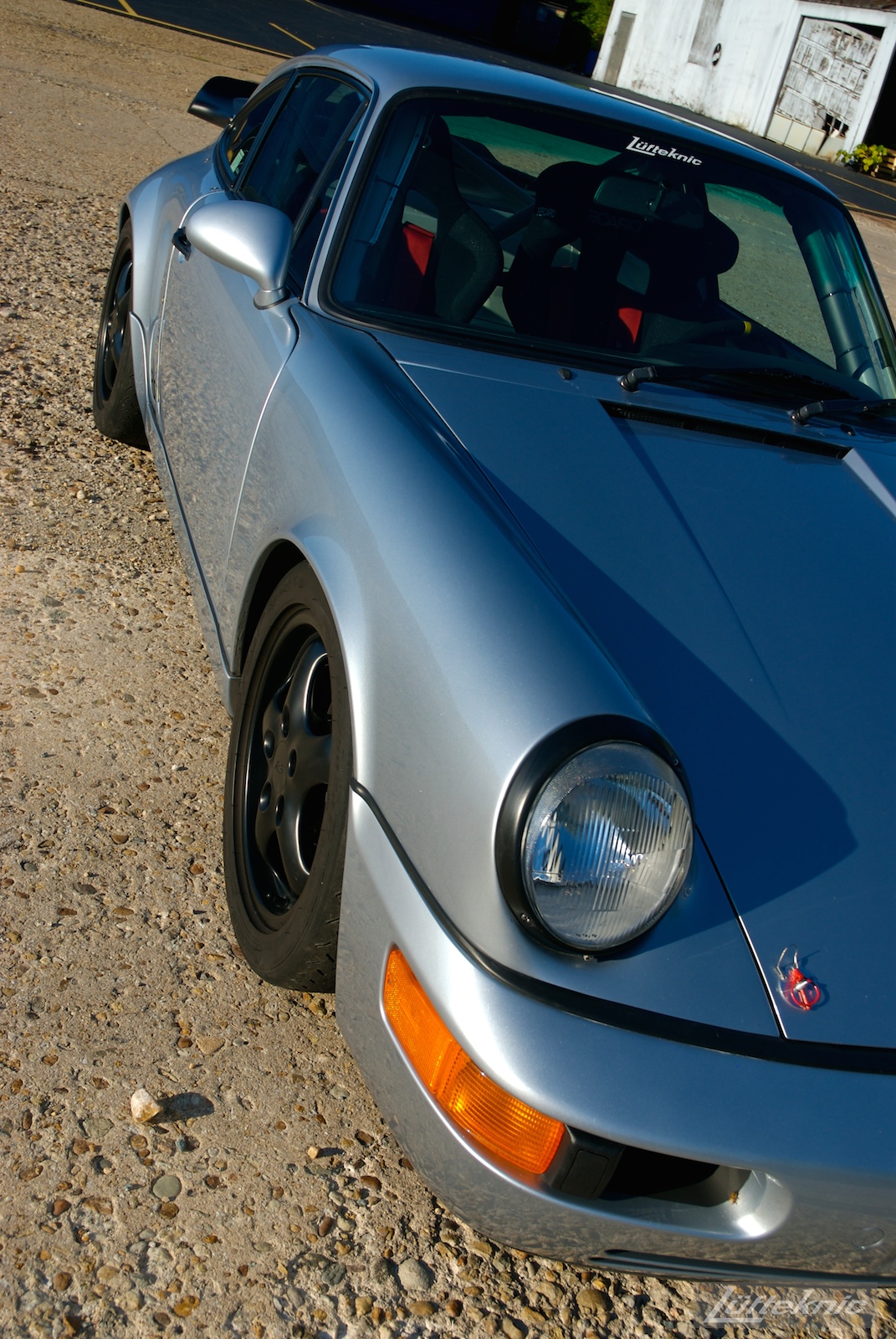 A portrait picture of the front of the 964 RS America, front the top.