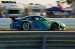 The iconic teal and blue Falken Tire Porsche 911 RSR at Sebring Raceway