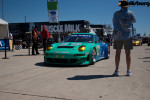 The iconic teal and blue Falken Tire Porsche 911 RSR at Sebring Raceway.