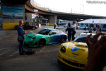 The iconic teal and blue Falken Tire Porsche 911 RSR after winning at Baltimore.