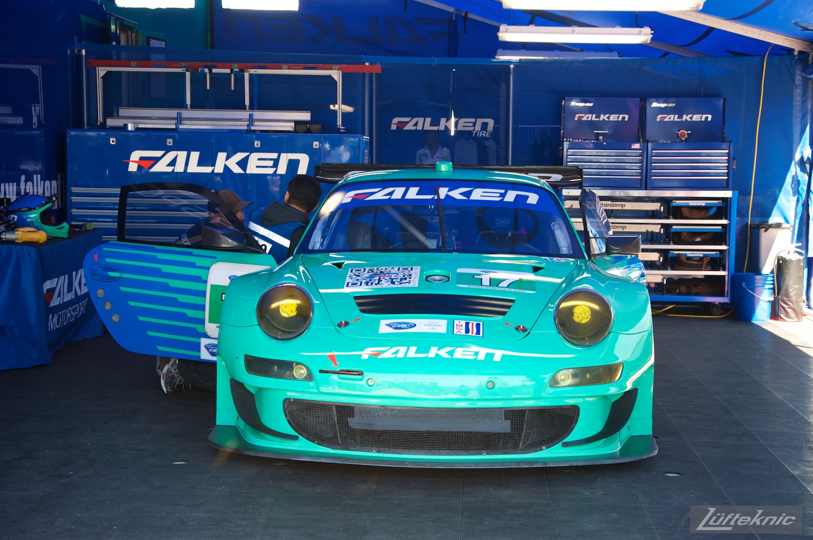 The iconic teal and blue Falken Tire Porsche 911 RSR.