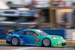 The iconic teal and blue Falken Tire Porsche 911 RSR at Sebring.