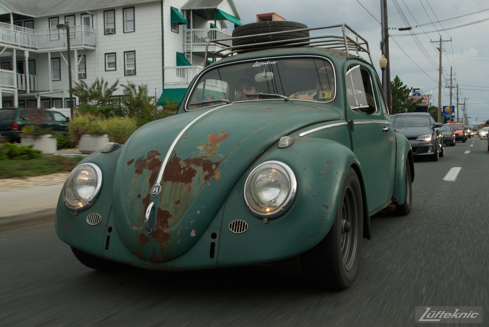 All original green 1960 Beetle with a Porsche 356 engine and brakes.