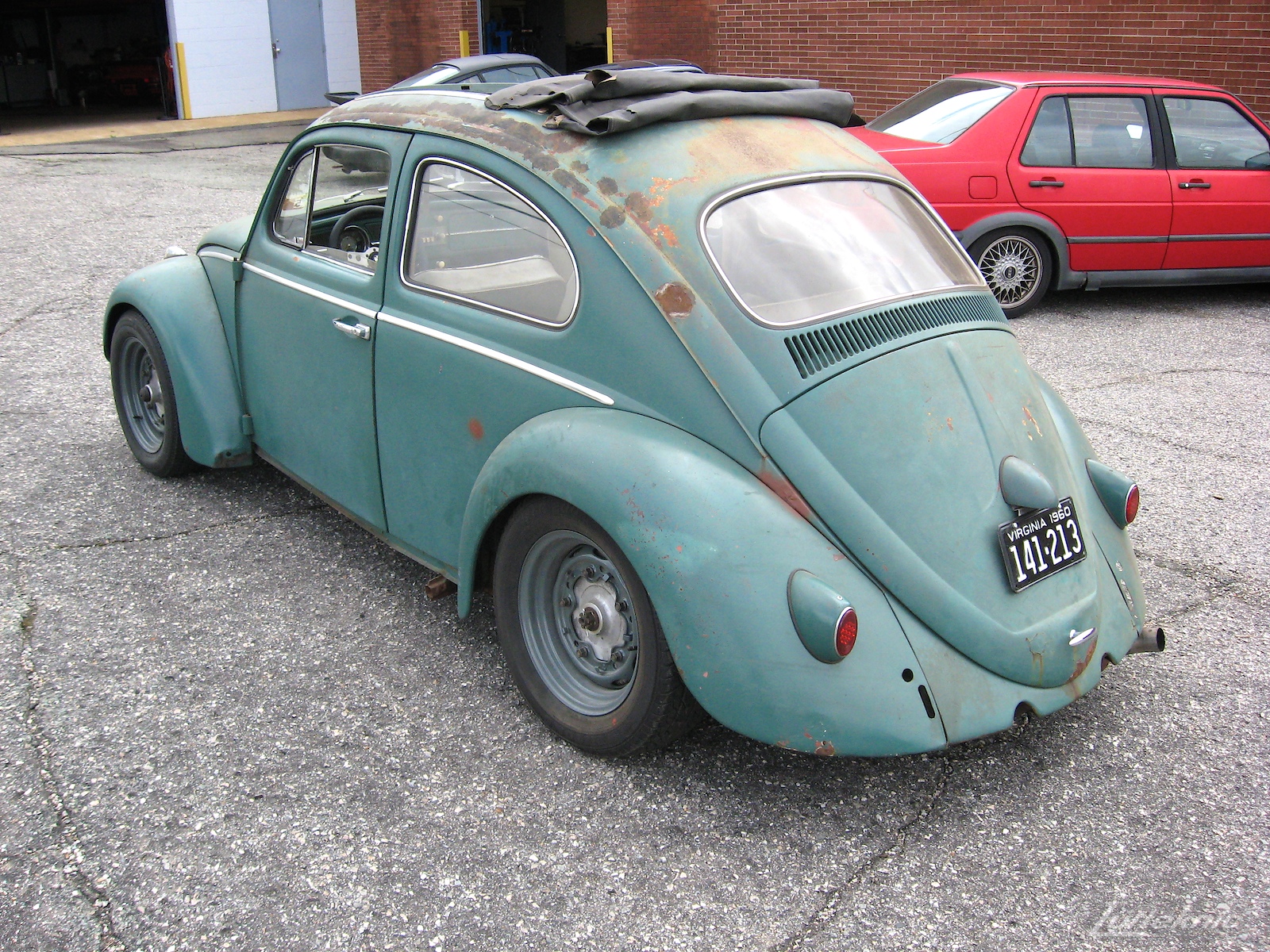 All original green 1960 Beetle with a Porsche 356 engine and brakes.