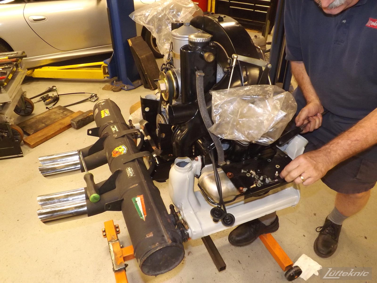 Engine ready for install for an Irish Green Porsche 912 undergoing restoration at Lufteknic.