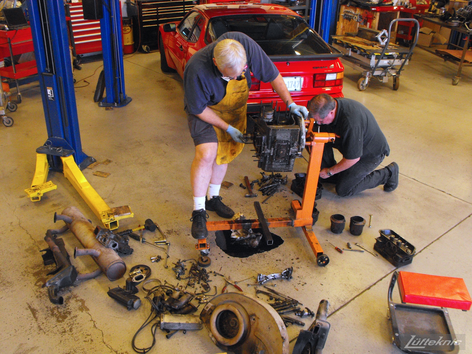 Engine disassembly on a 1964 Porsche 356SC restoration.