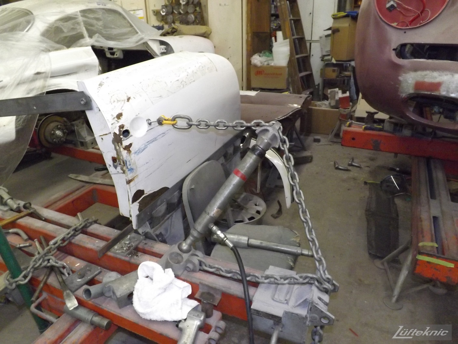 Door repair on a 1964 Porsche 356SC restoration.